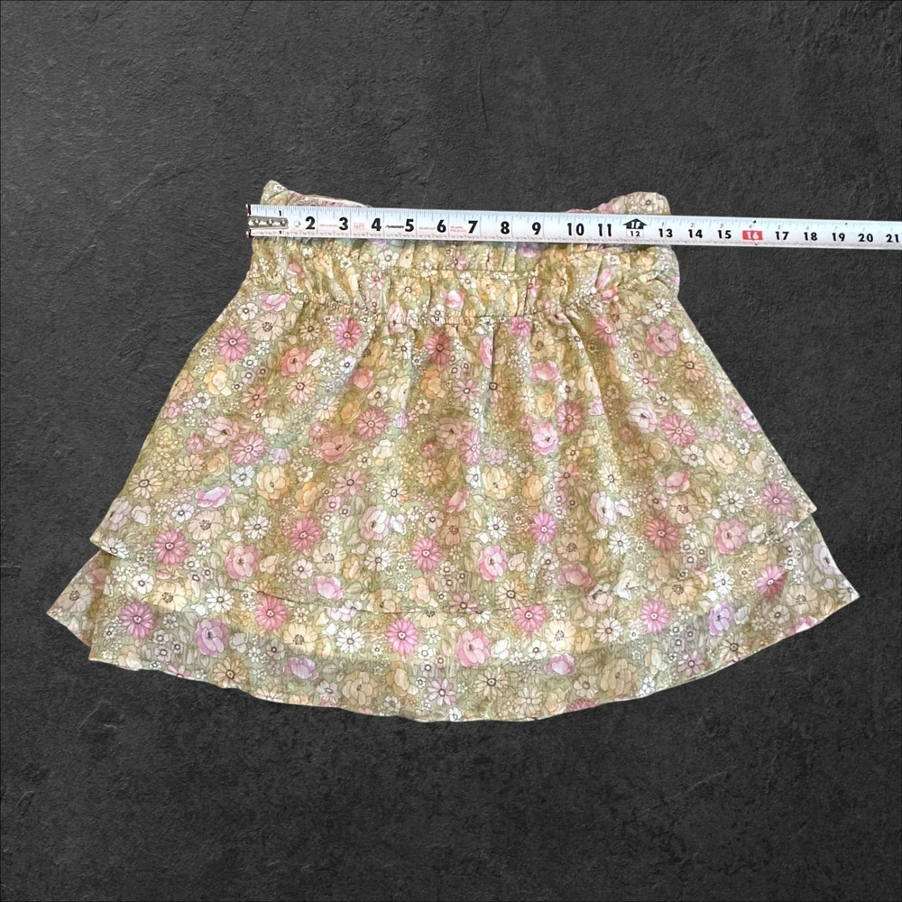 Le Lis Collection Floral Smocked Tiered Mini Skirt Green Pink KS4208-8 Mens M - Picture 3 of 7